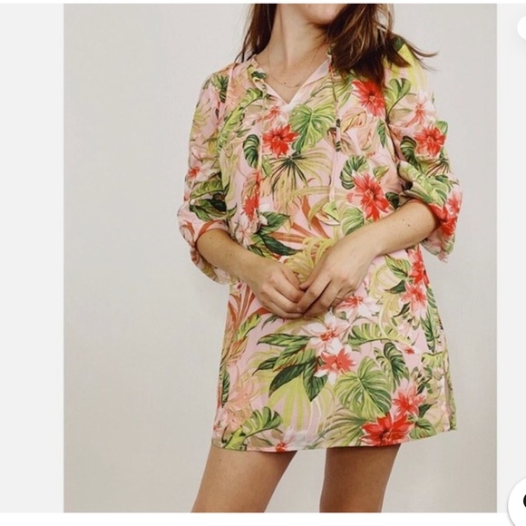 🌺 J. Jill Tropical, Flute-Sleeve Tunic / Dress 🌺 - Picture 2 of 16